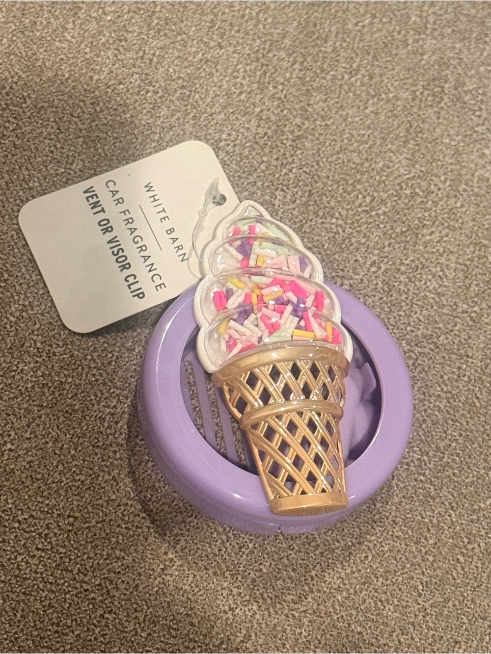 White Barn Purple Ice Cream Cone Car Fragrance Vent Clip